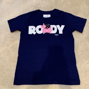 Rody Horse Penguin Chocolate Dark Blue T-Shirt Women's Size XS Velvet Fuzzy Logo